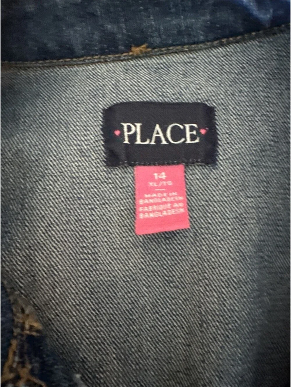 Children's Place Girls Denim Jean Jacket Size 14 XL